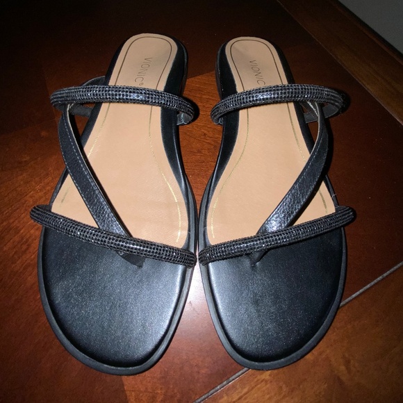 VIONIC BLACK PRISM Thong Sandals - SZ 8 - Picture 1 of 8